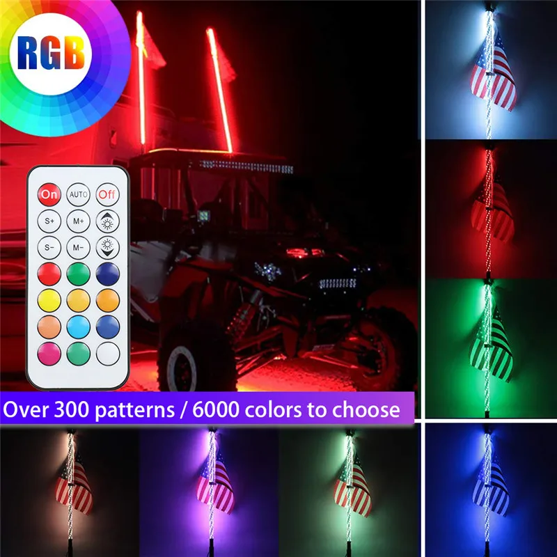 Лидер продаж, 3/4FT RGB Водонепроницаемый гибкие Беспроводной дистанционного Управление супер яркий светодиодный подсветка для флагштока свет; большие размеры 30-45 W/35-55 Вт DC12V+ юбка с рисунком флага США