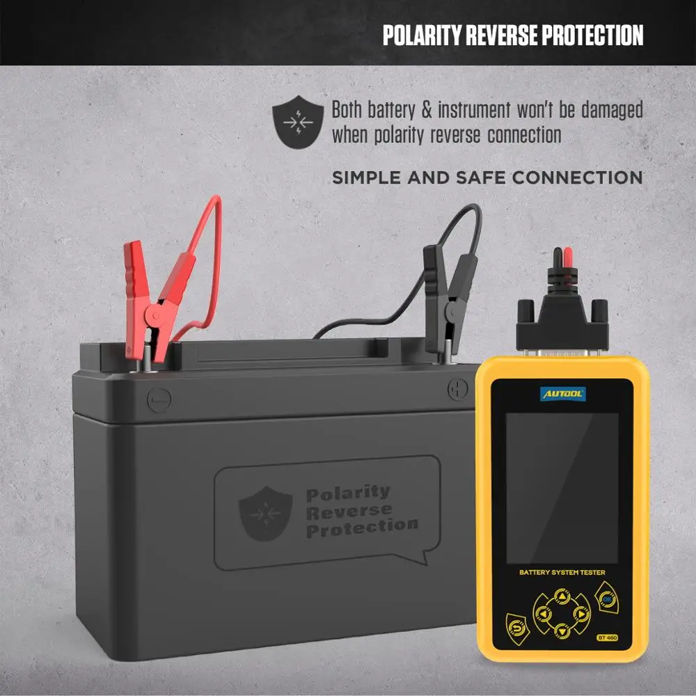 AUTOOL BT460 Car Battery Tester Automobile Battery Analyzer Load Tester Machine Charging Starting Systems 12V 24V