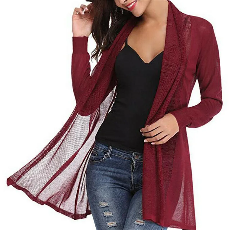 

Women New Casual Open Sweater Ladies Casual Long Sleeve Cardigan Jacket Coat Mesh Tops Females Womens New Clothing Top 2019