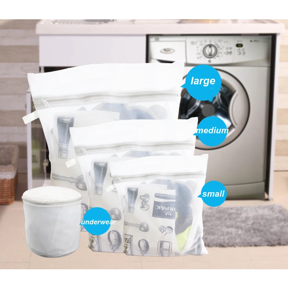 Travel Mesh Laundry Bag Zip Storage Net Bags for Clothes Washing Bra Underwear Cleaning Tools