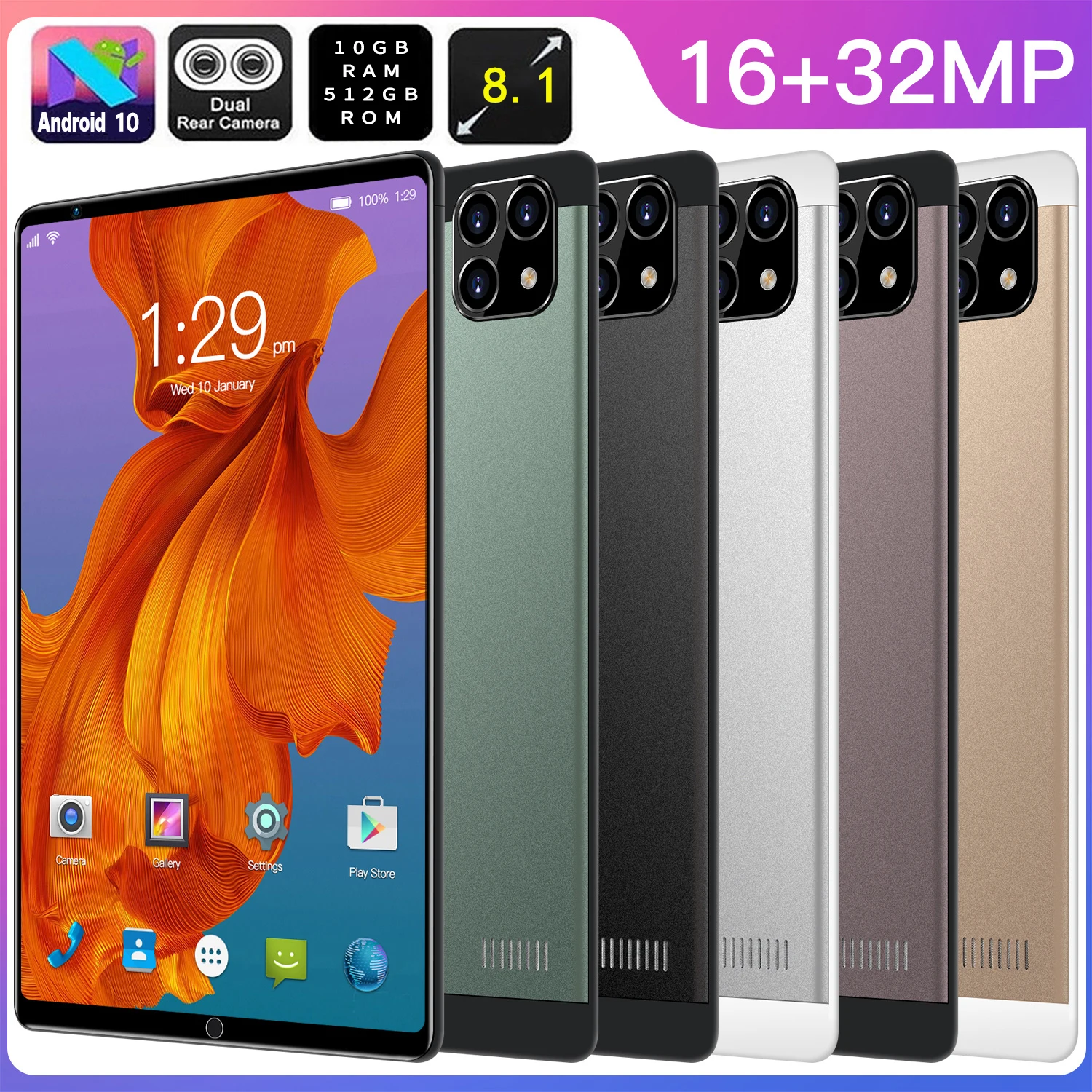 Планшет X22 8 1 дюйма 10 + 2560 ГБ Android 1600 мАч | Мобильные телефоны и аксессуары