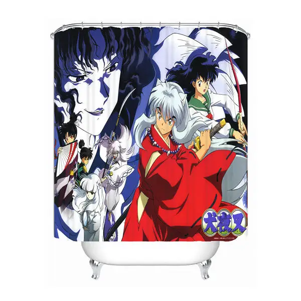 Shower Curtain Пользовательские Ретро аниме Inuyasha душ Ванная комната Шторы Mildewproof Водонепроницаемый полиэстер различные размеры#0421-21-55 - Цвет: Shower Curtain