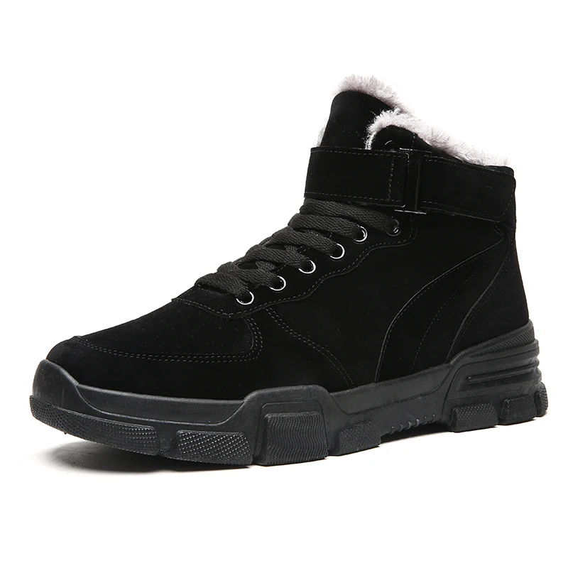 Мужские зимние ботинки; Теплая обувь; мужская повседневная обувь; удобные Sapato Tenis Masculino Adulto Buty Scarpe Uomo; кроссовки; Schoenen - Цвет: Черный
