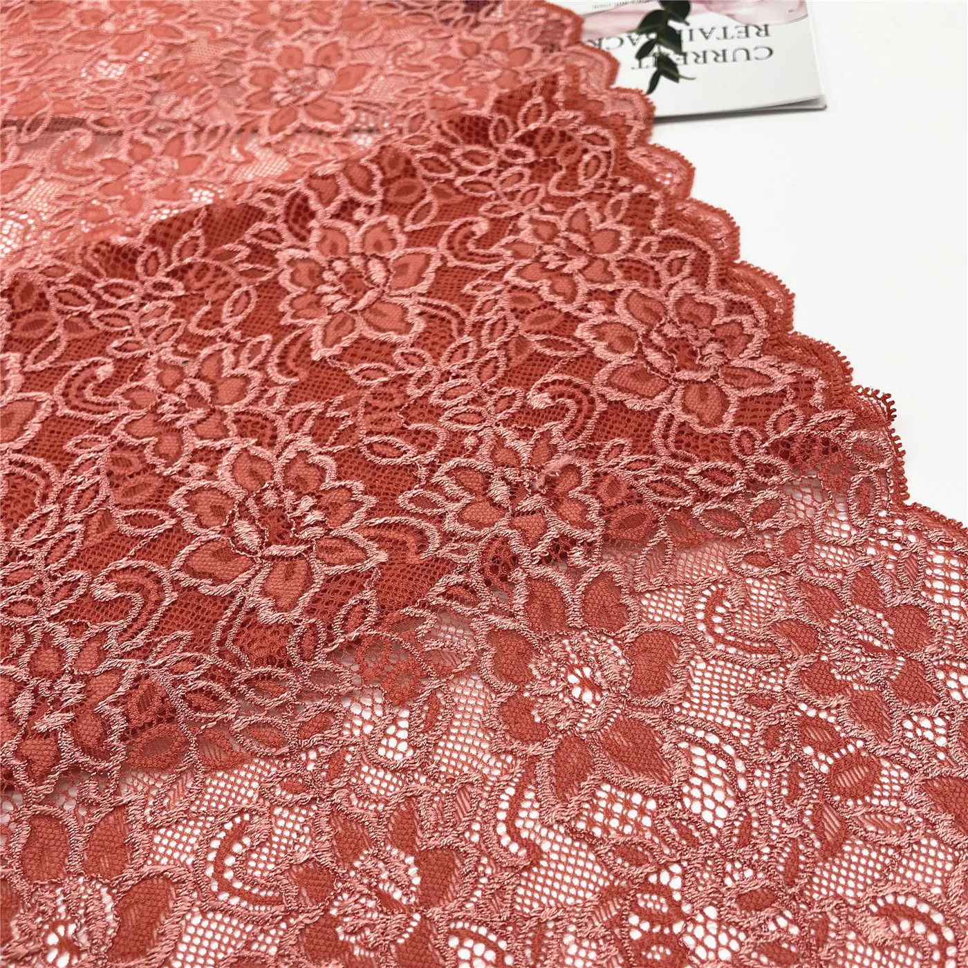 3M/Lot Width 9 inch 23cm Dark Grey Floral Stretch Lace Trim 6