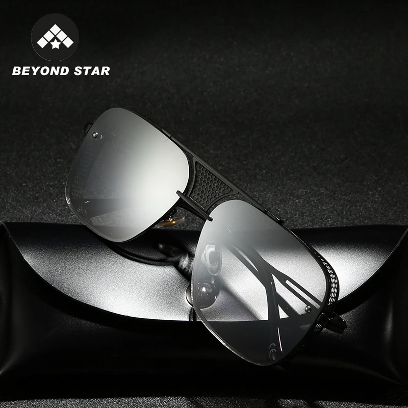 

BEYONDSTAR Fashion Hollow Frame Tony Stark Gold Mirror Lens Sunglasses Steampunk Goggles Iron Man Brand Designer Glasses G28037