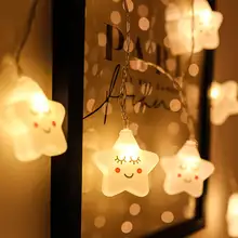 Светодиодный светильник-гирлянда в виде улыбающейся звезды, рождественские украшения для дома, уличный светильник, праздничный Сказочный светильник, новинка, милая лампа