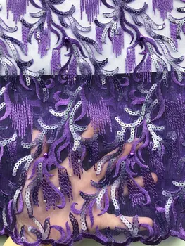 

Sequins Lace Fabric 2019 High Quality African Evening Dress Fabrics New Nigeria Sequined Embroidered Mesh Net Lace HSIJUL281