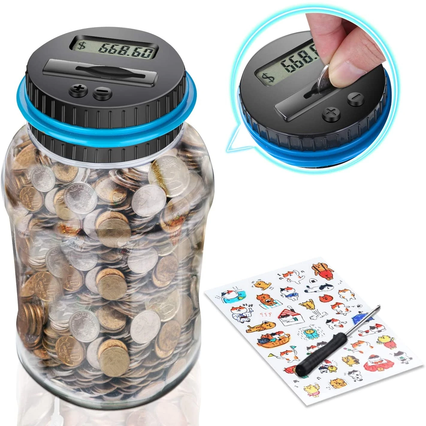 1,8l mealheiro contador moeda digital eletrônico lcd contando moeda caixa de poupança de dinheiro caixa de armazenamento de moedas jar 1.5l eur euro gbp dinheiro