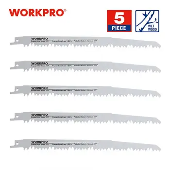 

WORKPRO 230mm Saw Blades Wood Pruning Reciprocating Saw Blades Clean For Wood Fast Cutting (5 TPI) - 5 Pack 9 inchx1.3x5T