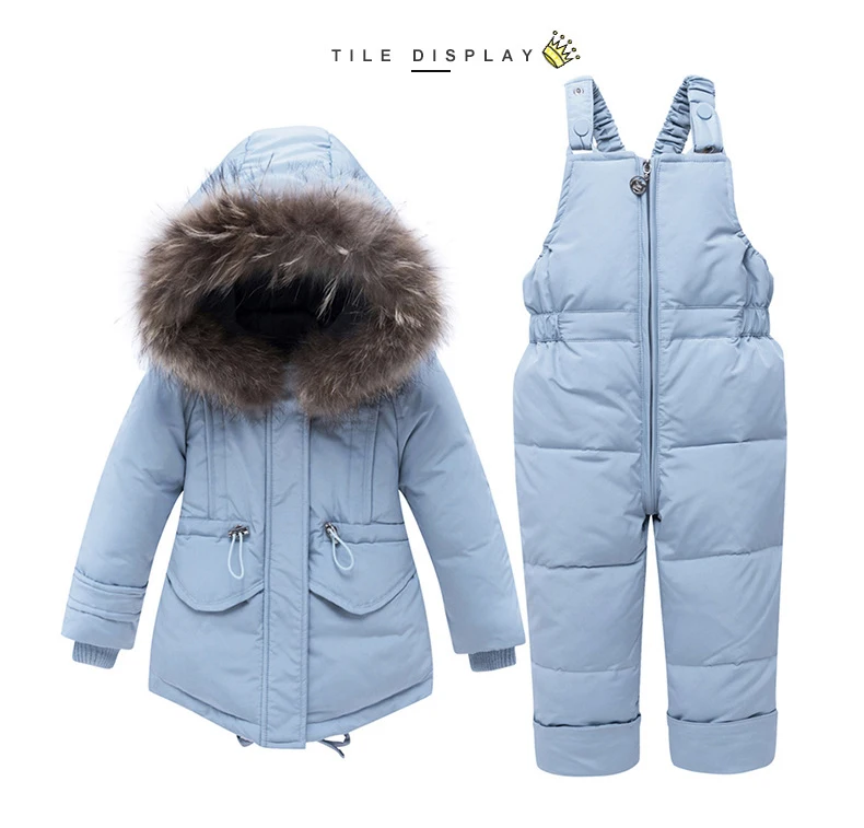 Dollplus/Коллекция года, детская зимняя тонкая пуховая куртка, парка Детский комбинезон с капюшоном и натуральным мехом теплые комплекты Детское пальто зимняя одежда для девочек