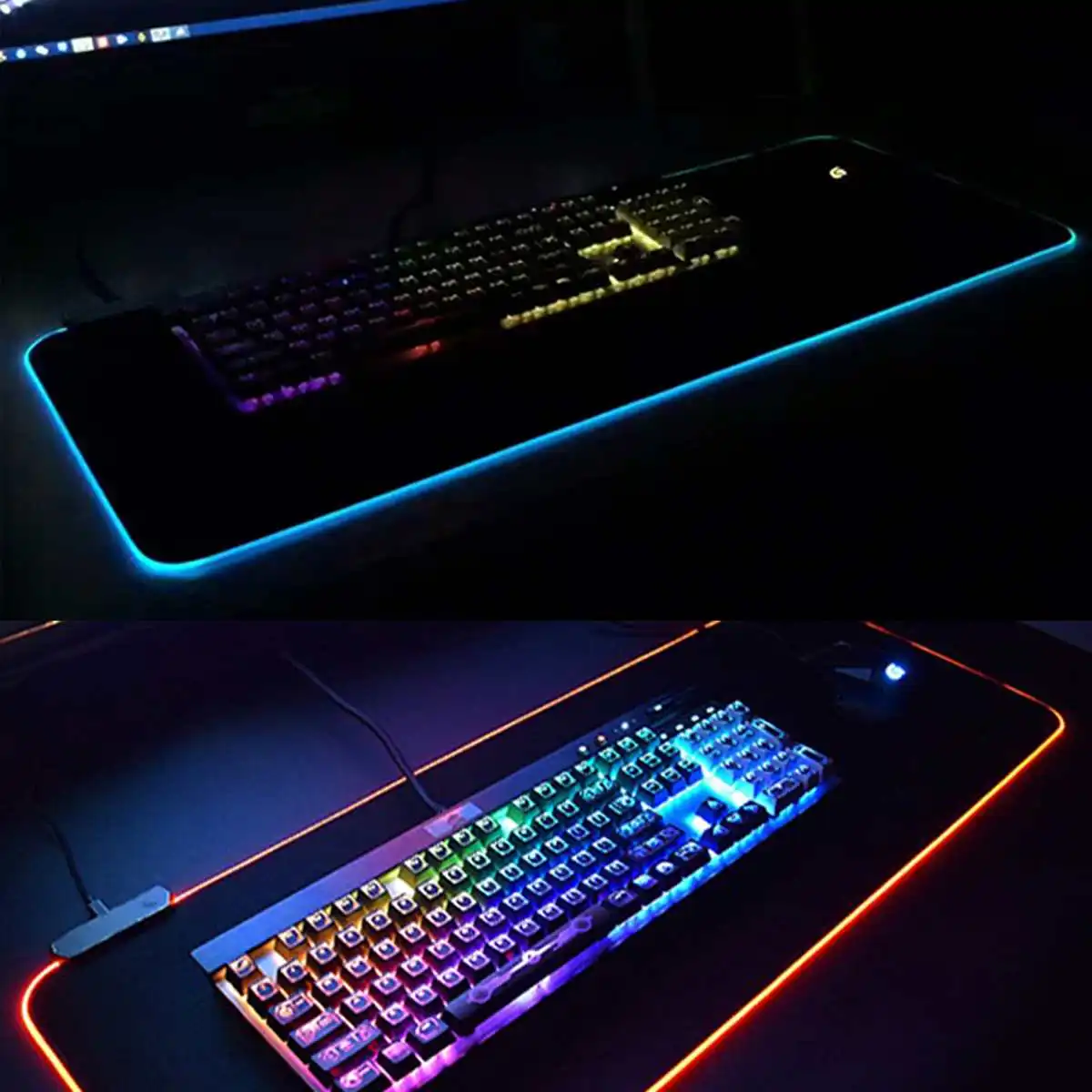 Большой светодиодный RGB игровой коврик с расширенной подсветкой, геймерский коврик, коврик для мыши, красочная Радужная подкладка для ПК, ноутбука, рабочего стола