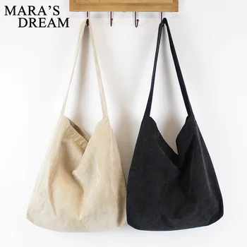 

Mara's Dream 2020 New Solid Color Retro Corduroy Simple Art Shoulder Bag Casual Wild Original Handbag