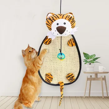 

Sisal Scratching Pad With Bell Ball Cartoon Animal Bite Resistant Mat Exercise For Kitten Cats