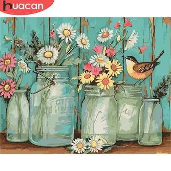 

HUACAN DIY Pictures By Number Flower Kits Painting By Numbers Cup Drawing On Canvas Hand Painted Paintings Art Gift Home Decor