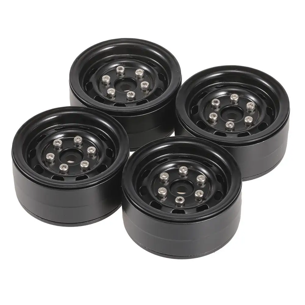

4Pcs AX-618BK RC Car Rock Crawler Metal Wheel Hub Rims for 1/10 Axial SCX10 D90 Remote Control Car Accessories