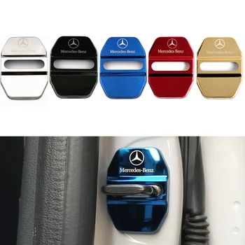 

4 PCS Car Door Lock Covers Car Decoration Case sticker For Mercedes benz B R G Class GLK GLA C200 E200 C200L S400 Car Styling