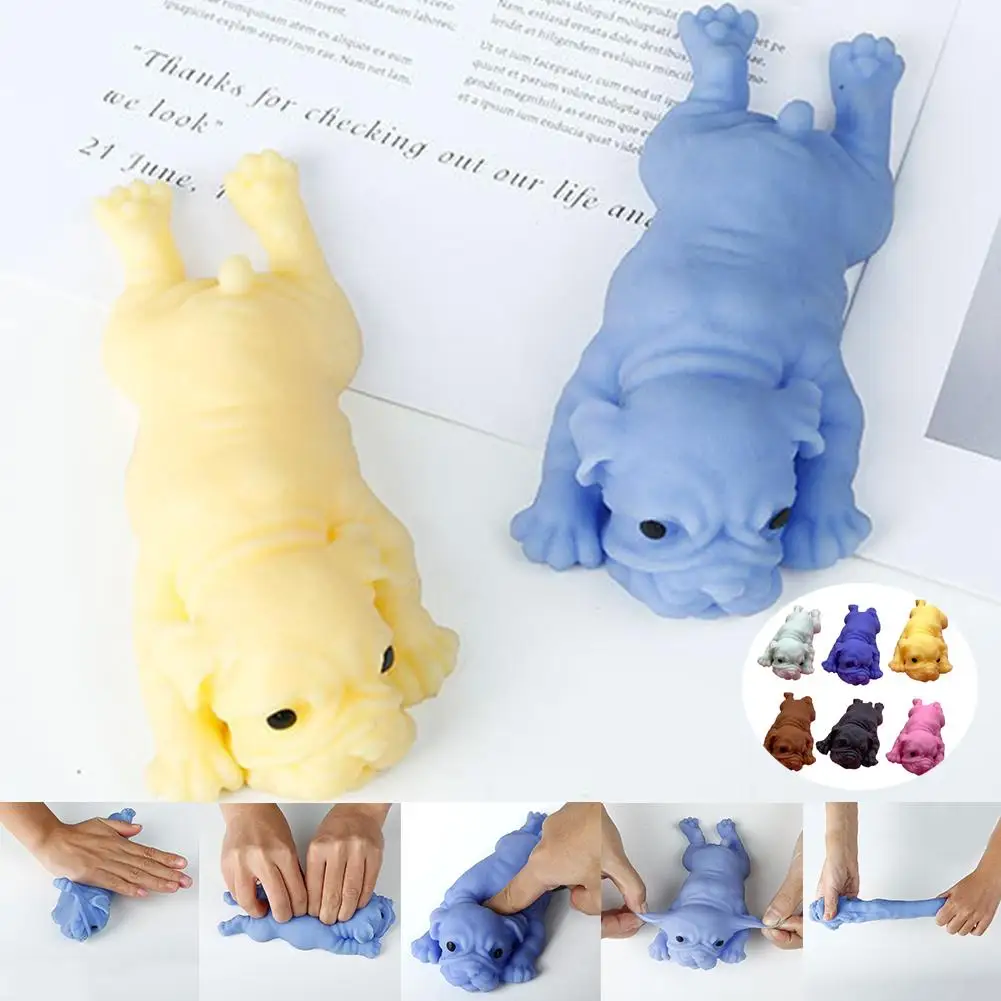 Soft Cute Realistic Silicone Bulldog Soft Animal Stress Relieve Squeezing Kids Adult Toy Kawaii Animal dog 1