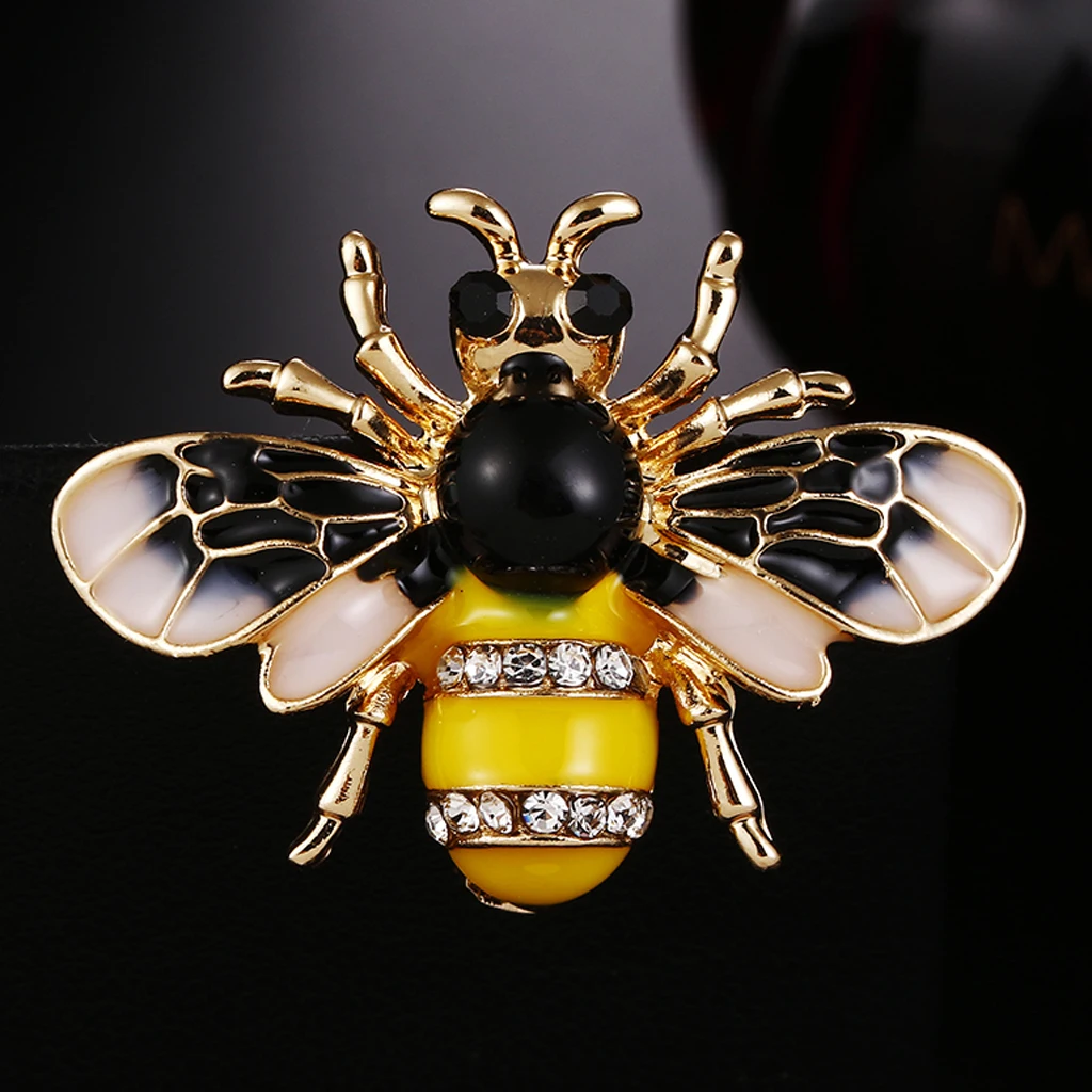 Women Ladies Vintage Chic Enamel Rhinestone Bumble Bee Brooch Pin Costume Badge Jewellery Gift