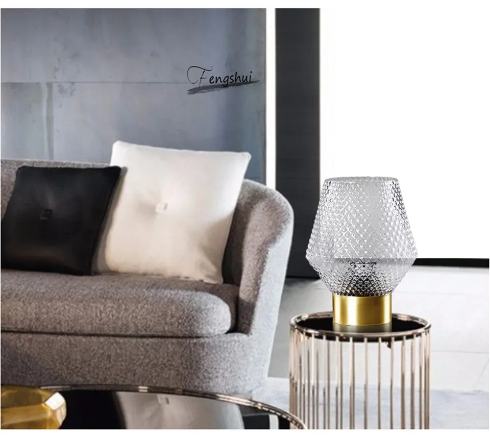 Nordic Glass LED Table Lamp Art Deco Table Lamps Bedside Study Hotel Living Room Bedroom Design Reading Desk Light Lamp