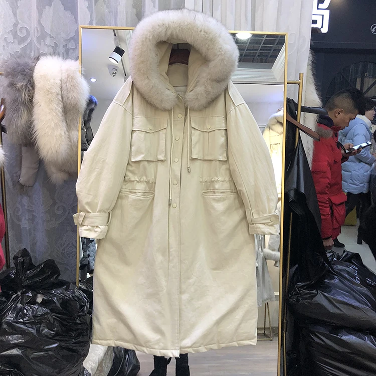 Bella philosophy Winter Fox Collar Windbreaker lady Down Jacket Women Medium Long Thicker Hooded Parka Mujer female Loose Jacket