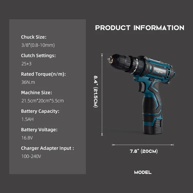 Impact Electric Cordless Screwdriver 16.8V Wireless Power Tool 2