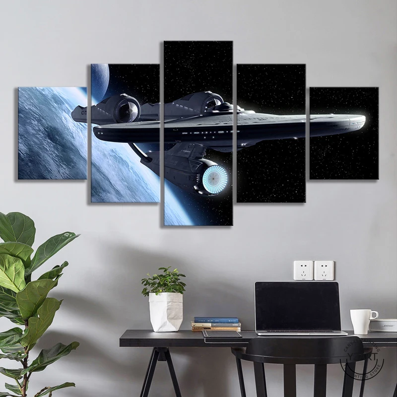 5 шт. фантазия космическая Вселенная космический корабль плакат HD Настенная картина Звездный путь фильм плакат холст живопись спальня настенный Декор
