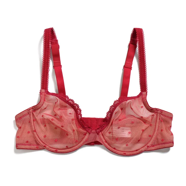 BIMEI See-Thru Ladies Sexy lace Bra, mesh, Underwire Half-Frame