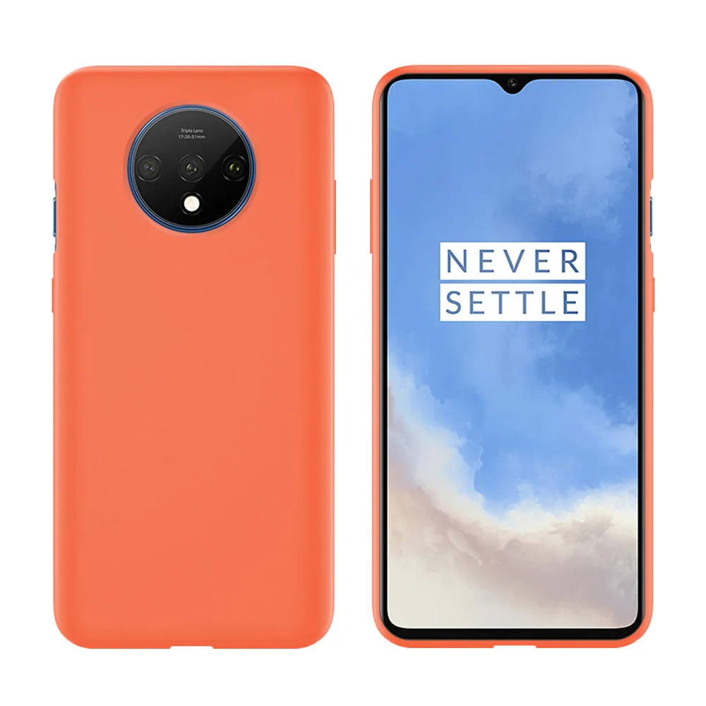 Оранжевый Для Oneplus 7T 6T чехол для OnePlus 6 6T 7 7T Pro мягкая Жидкая силиконовая задняя крышка Ультратонкий матовый защитный чехол на 360 градусов - Цвет: Оранжевый