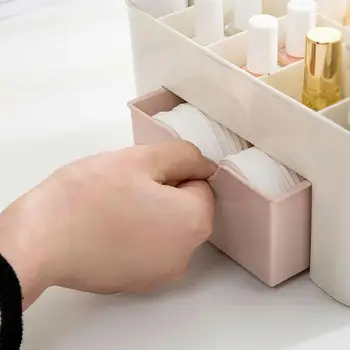 

Multifunctional Plastic Desk Organizer Box With Drawer Case Swabs Cosmetics Desktop Cotton Storage Makeup 3 Jewelry Holder S9K7