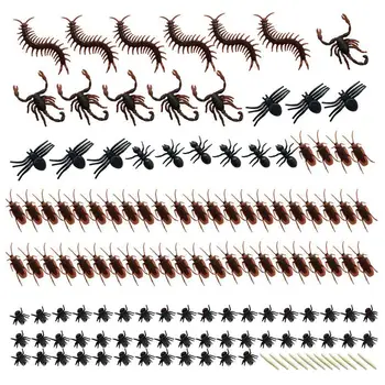 

150pcs Realistic Bugs Plastic Artificial Cockroaches Spiders Centipedes Scorpions for Halloween Party Decoration Party Favors an