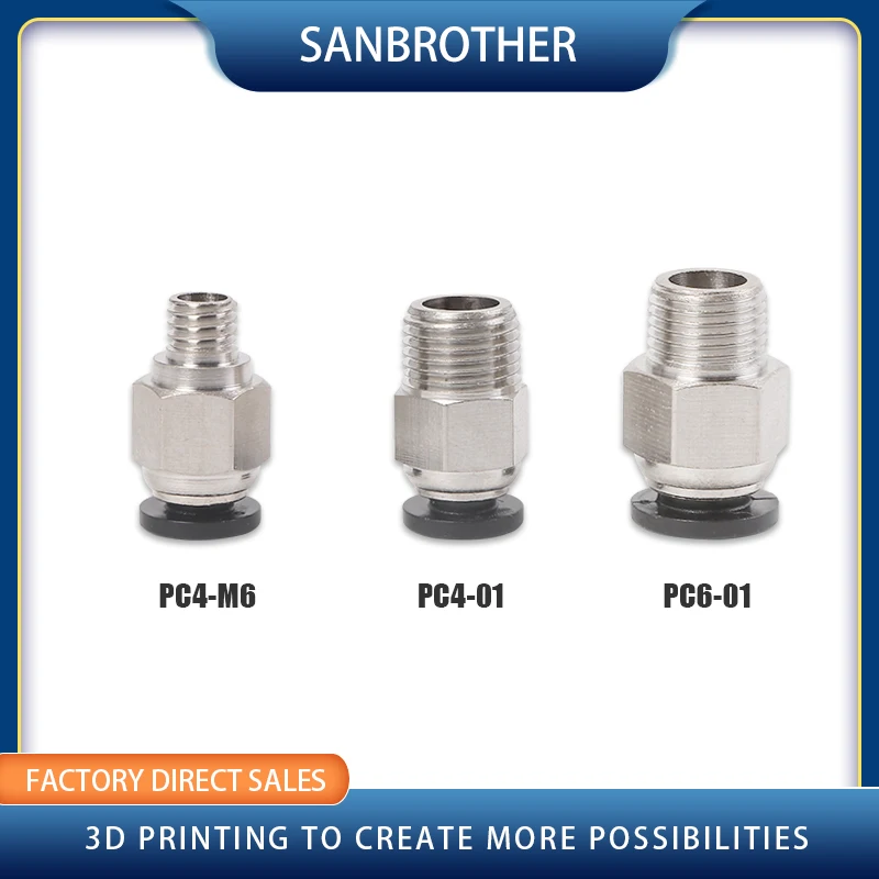 Pneumatic Connectors  Extruder J-head Hotend for OD 4mm or 6mm PTFE Tube Quick Coupler j-head Fittings 3D Printer Parts