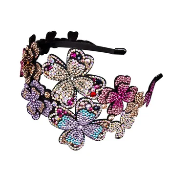 

2019 Rhinestone Flower Large Headband Sweet Toothed Non-SLIP Crystal Women Girl Hair Accessories