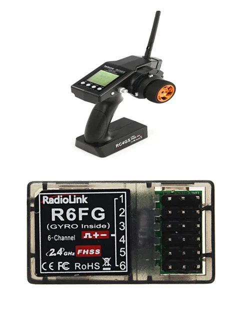 RadioLink RC4GS 2.4G 4CH Remote Controller Transmitter + R6FG Gyro Inside Receiver for RC Car Boat Model (400m Distance)