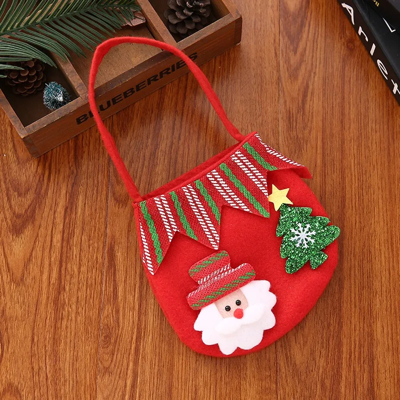 NewMerry Christmas Red Candy Bag Christmas Tree Print Pouch Reusable Mini Handbag Xmas for Home Party New Year Decor Gift#E