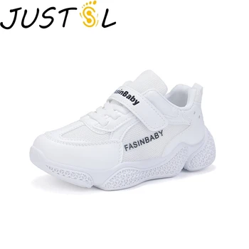 

JUSTSL 2020 Spring New Girls Boys Sports Fashion Sneakers Kids White Shoes Children Casual Wild Shoes Size 27-38