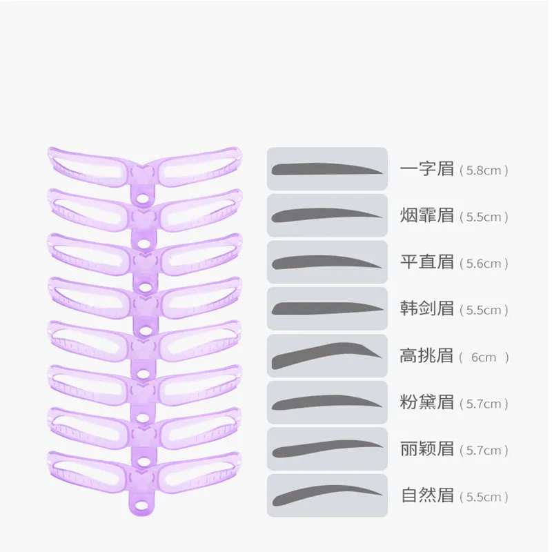 

8pcs/set Eyebrow Mold Eyebrow Stencils Shaping Grooming Eye Brow Make Up Model Template Reusable Design Eyebrows Styling Tool