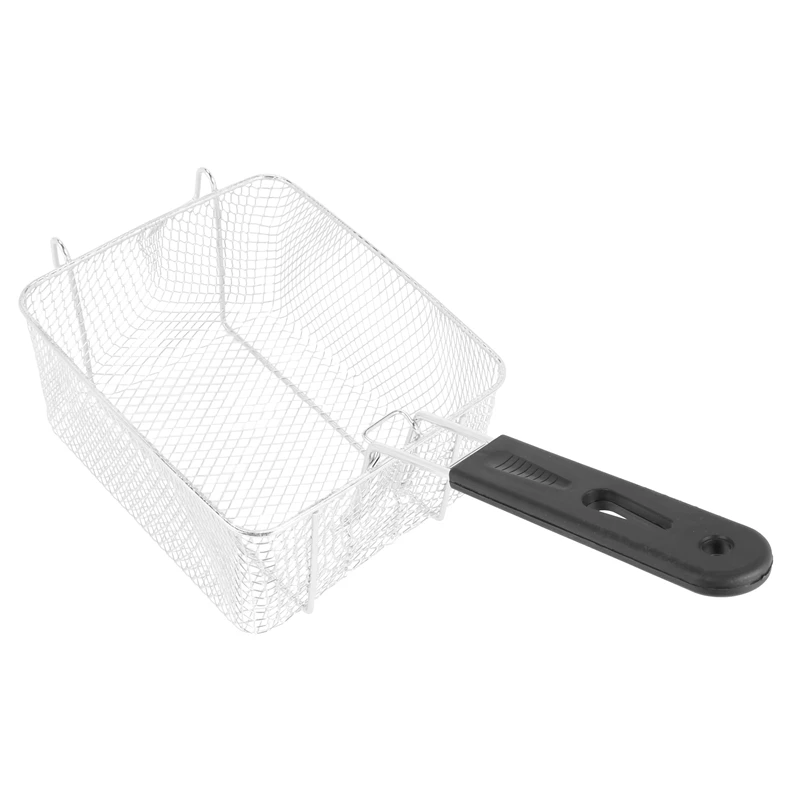 Stainless Steel Deep Fry Basket Rectangle Wire Mesh Strainer With Long