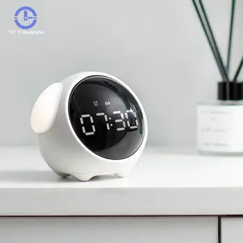 

Kids Children Alarm Clock Night Light Electronic Clock Emoticon Pixel Alarm Clock Voice Control Bedroom Cartoon Smart Desk Clock