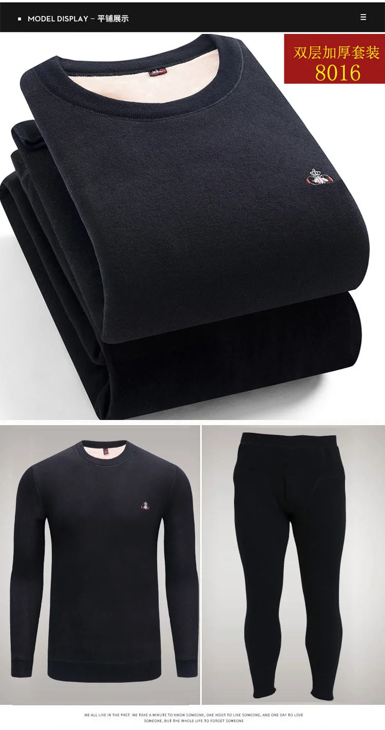 base layer pants Long Autumn Winter Turtleneck Tops+Pants 2 Piece Set Warm Thick Plus Hot Sale New Thermal Underwear Mens men's thermal pants