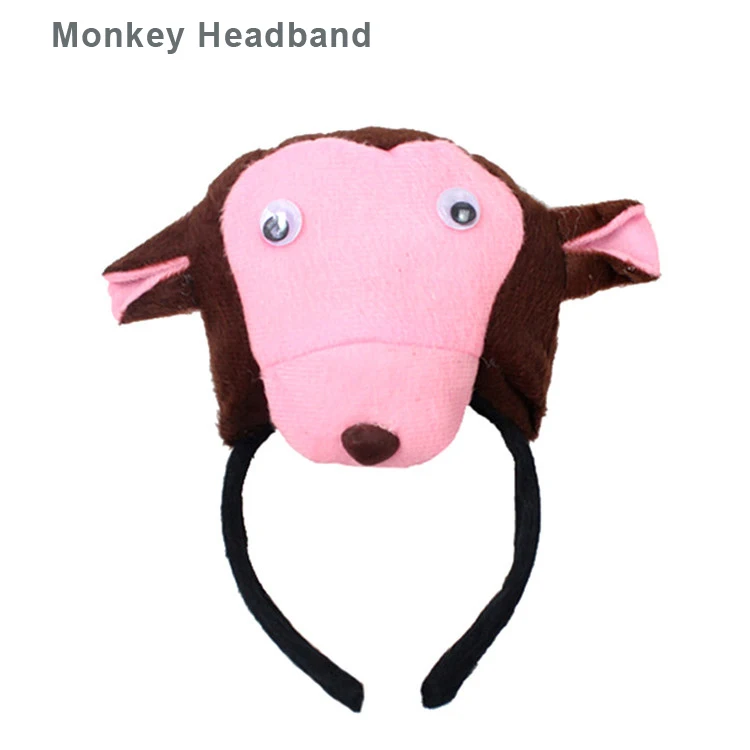 Monkey Headband Милое животное ухо оголовье плюшевые стерео обезьяна лиса Тигр повязка для волос для детей взрослых Косплей головные Уборы Хэллоуин Рождественская вечеринка - Цвет: Monkey Headband