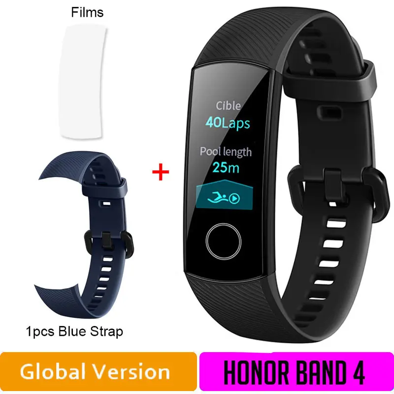 GL4 Add dark blue. Honor Band 4 смарт-Браслет фитнес-браслет трекер Водонепроницаемый в реальном времени трекер активности носимые устройства сна оснастка - Цвет: GL4 Add dark blue.