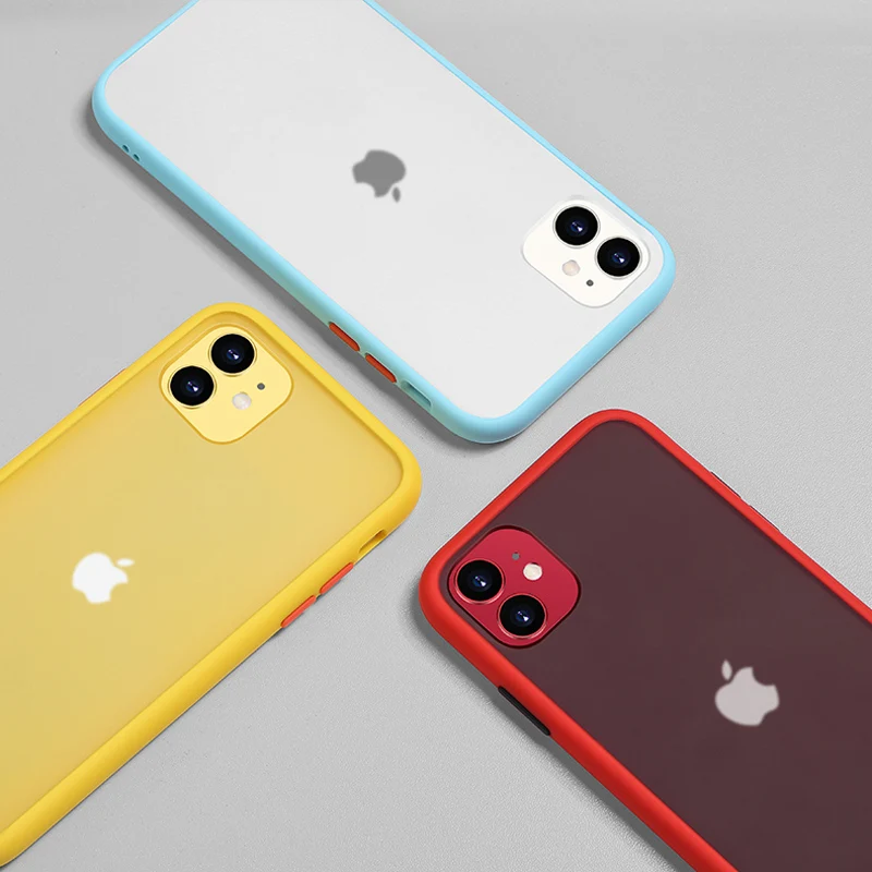 Прозрачный матовый Жесткий Чехол контрастных цветов для iphone 11 Pro Max XS XR 8 7 Plus чехол