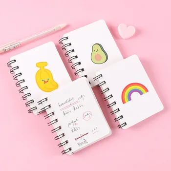 

A7 size coil Book cute student portable notebook 80 sheets Kawaii cover notepad Mini Coil notebook