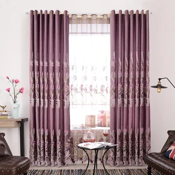 

New High Shade Flannelette Embroidery Curtains for Living Dining Room Bedroom.