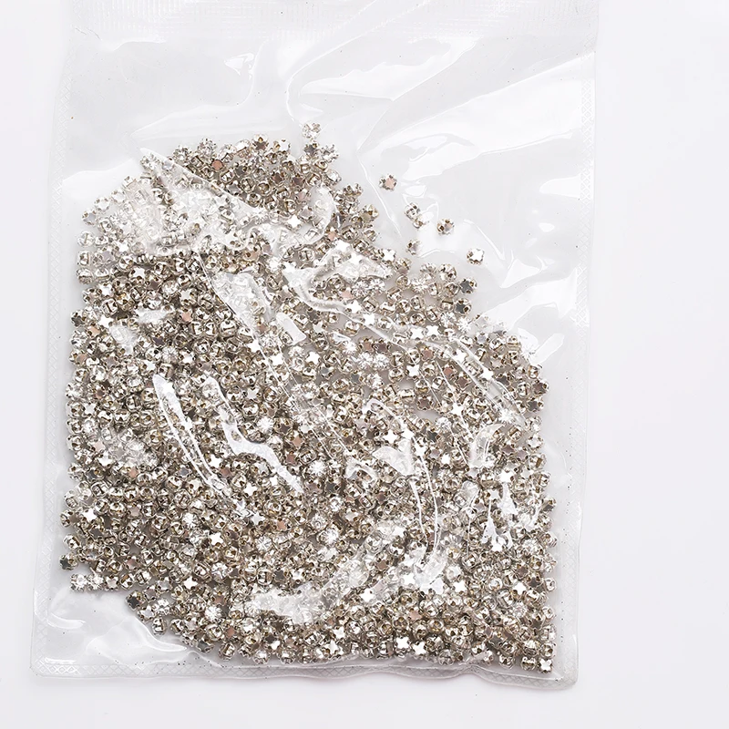 Sew on rhinestones sewing rhinestones rhinestone claw 3-10mm sliver claw sew on rhinestones clear crystal color sliver base sewing stone DIY decoration