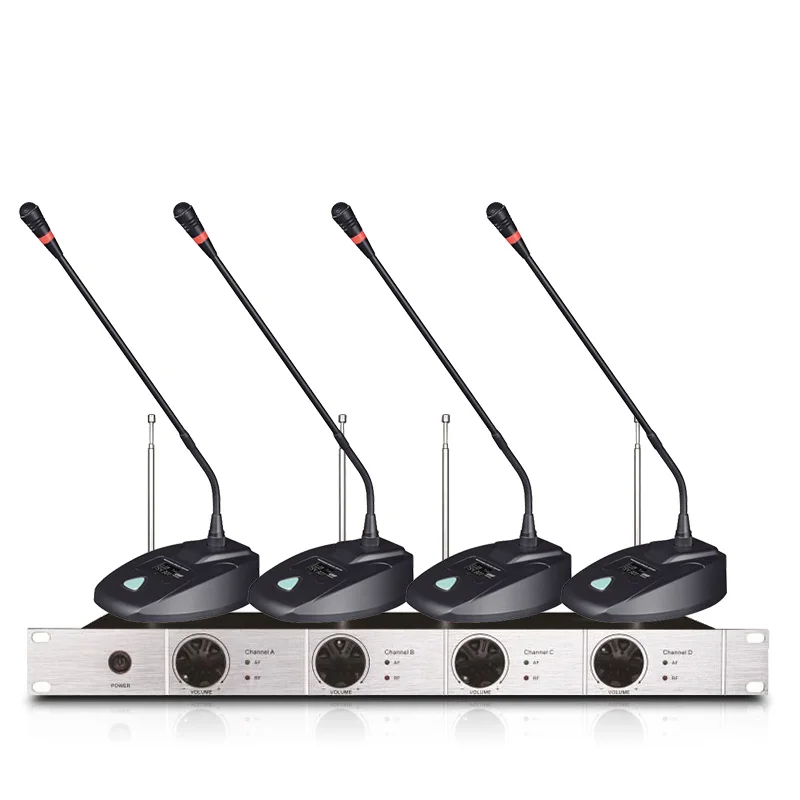 

Professional wireless VHF microphone system 4 conference microphone stage microphone wireless lavalier microphone