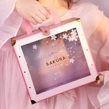 

High-end Hollow-out Hand Carry Gift Box Pink Cherry Blossom Metal Corner Anti-knock Abrasive Leather Buckle Party Candy Gift Box