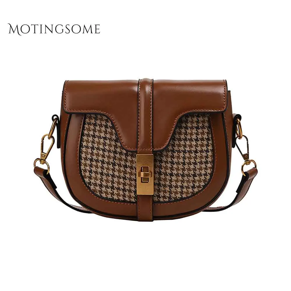 

Bohemia Style Women Saddle Bag Plaid Linen Shoulder Bag Elegant Crossbody Fashion Bags Ladies Luxury Bags 2019 Autumn Winter New