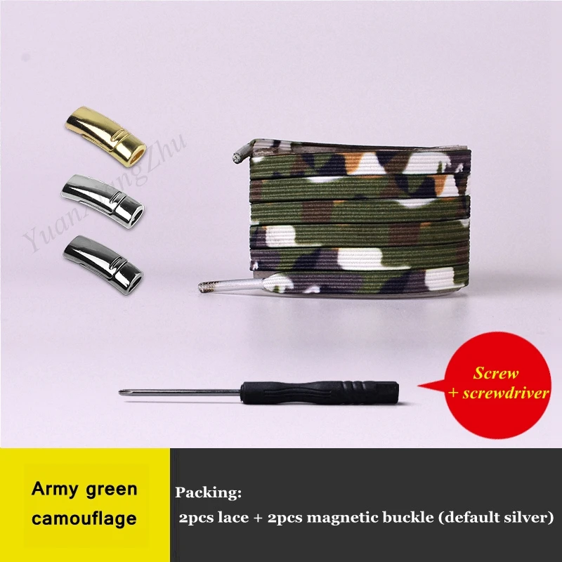 A-green camouflage 1 пара магнитных шнурков, эластичные фиксирующие шнурки, специальные креативные шнурки без завязок, шнурки для детей и взрослых, шнурки для кроссовок унисекс - Цвет: A-green camouflage