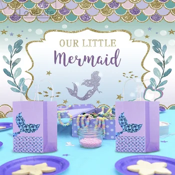 

Mermaid Photography Backdrop Birthday Banner Party Decorations Baby Shower Cartoon Characters Photo Studio Sea Background